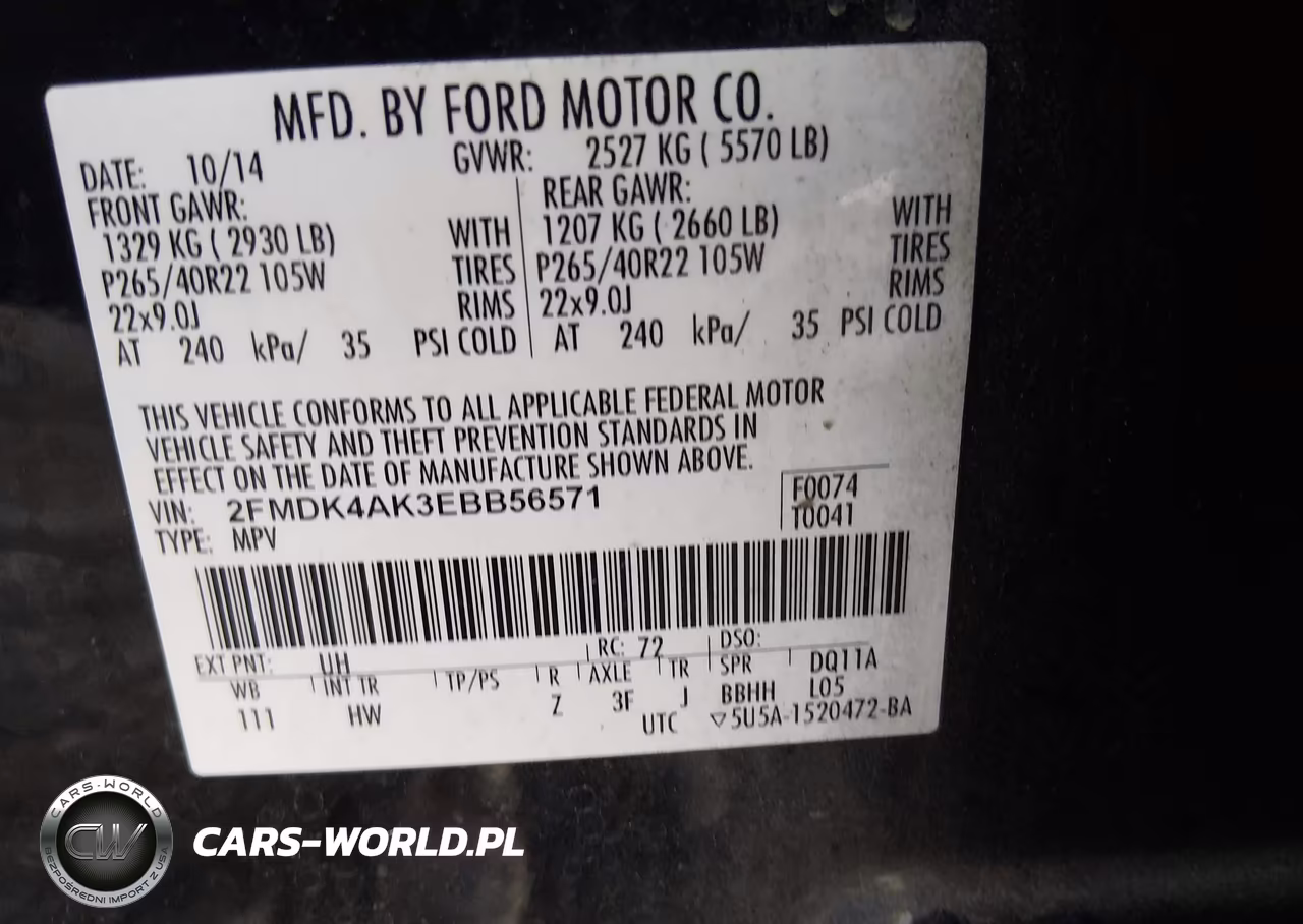 2014 Ford Edge Sport VIN:2FMDK4AK3EBB56571 - 9