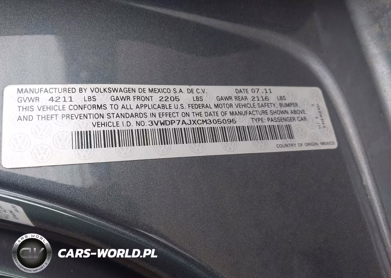 2012 Volkswagen Jetta 2.5L Se VIN:3VWDP7AJXCM305095 - 9