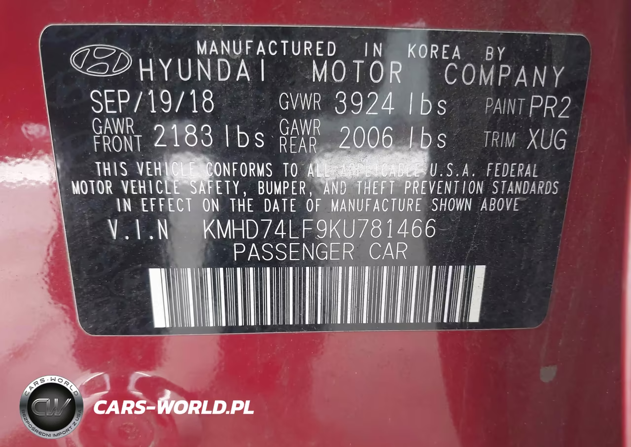 2019 Hyundai Elantra Se VIN:KMHD74LF9KU781466 - 9