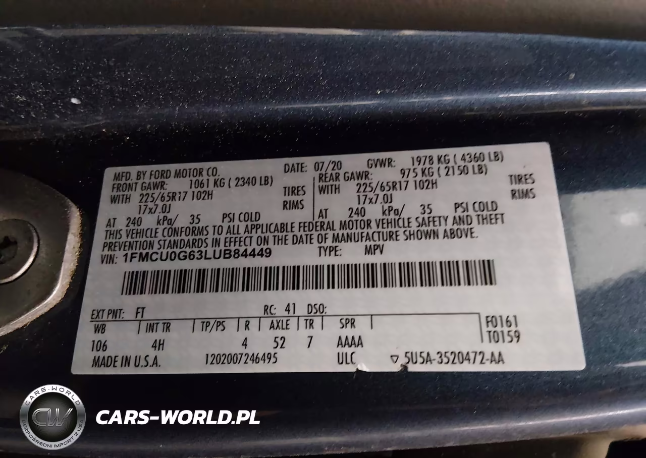 2020 Ford Escape Se VIN:1FMCU0G63LUB84449 - 9