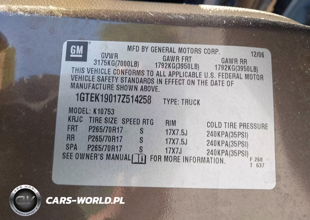 2007 GMC Sierra 1500 Sle1 VIN:1GTEK19017Z514258 - 9