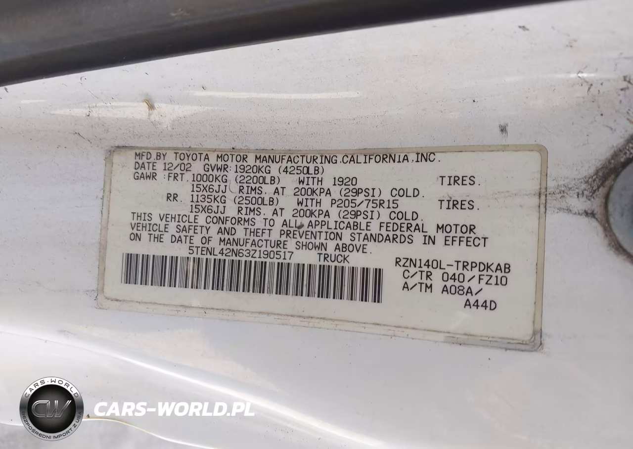 2003 Toyota Tacoma VIN:5TENL42N63Z190517 - 9
