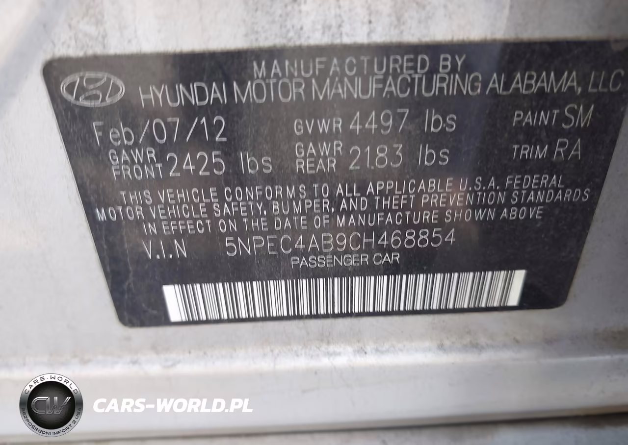 2012 Hyundai Sonata Se 2.0T VIN:5NPEC4AB9CH468854 - 9