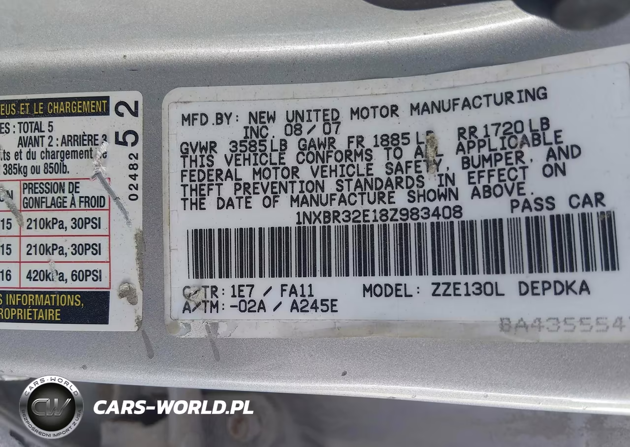 2008 Toyota Corolla Ce VIN:1NXBR32E18Z983408 - 9