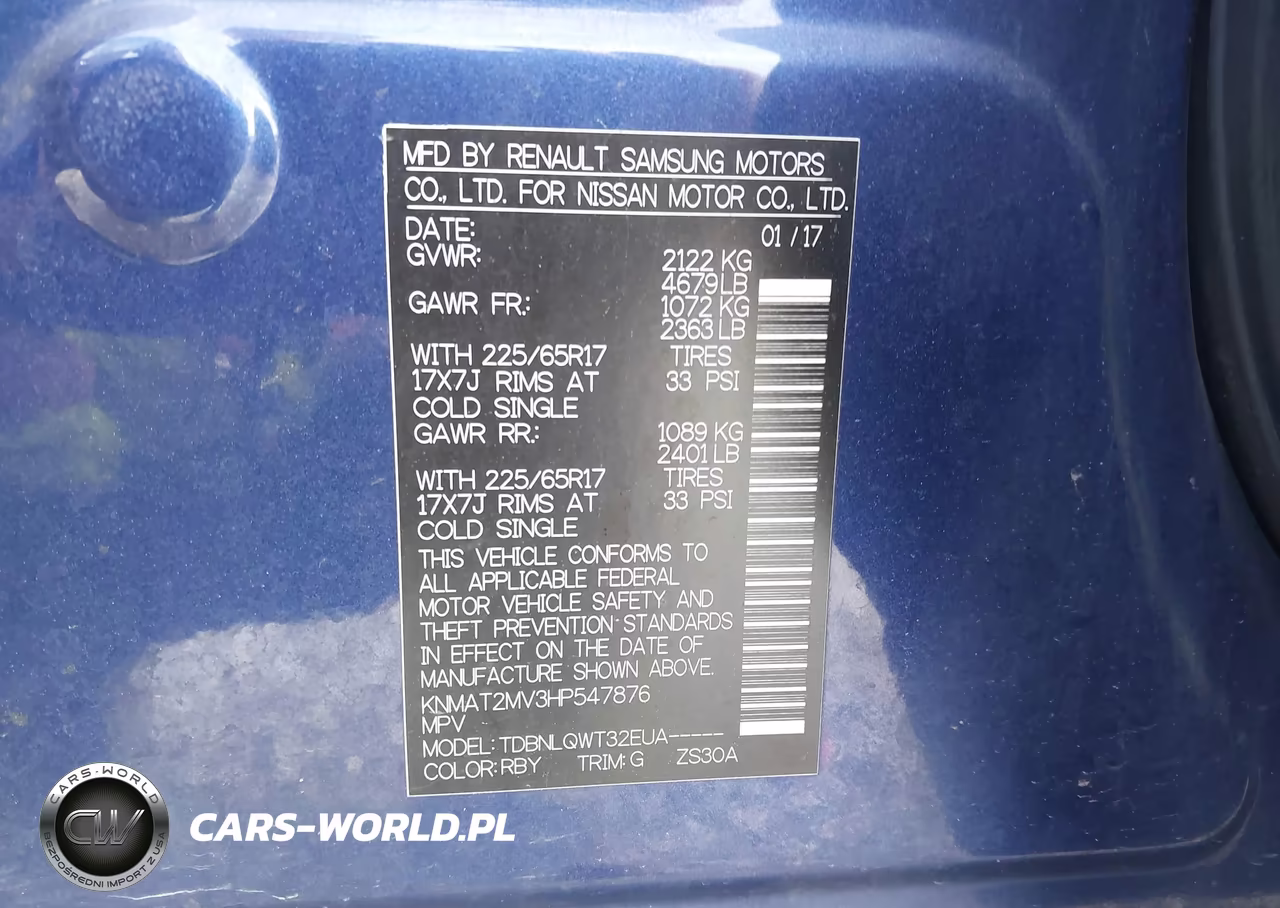 2017 Nissan Rogue Sv VIN:KNMAT2MV3HP547876 - 9