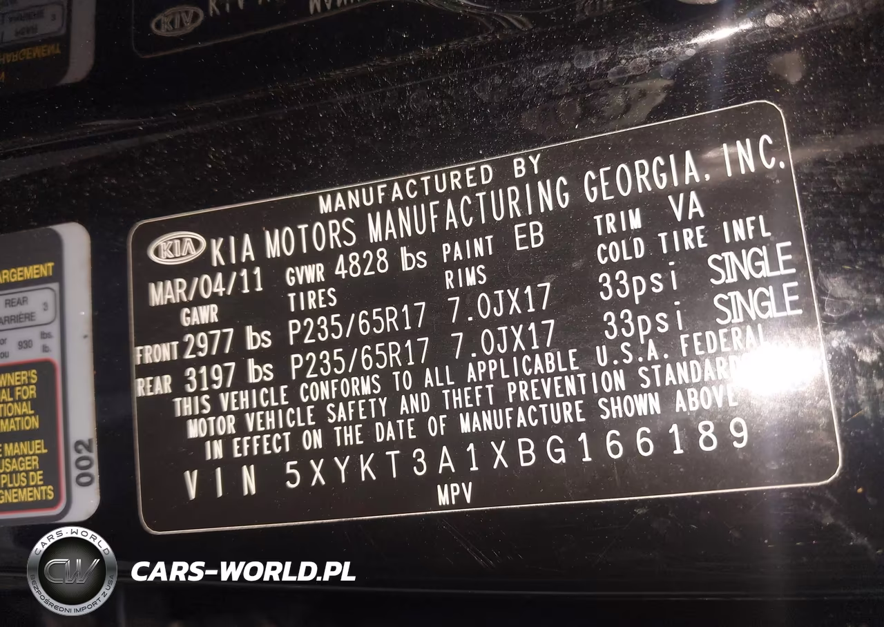 2011 Kia Sorento Lx VIN:5XYKT3A1XBG166189 - 9