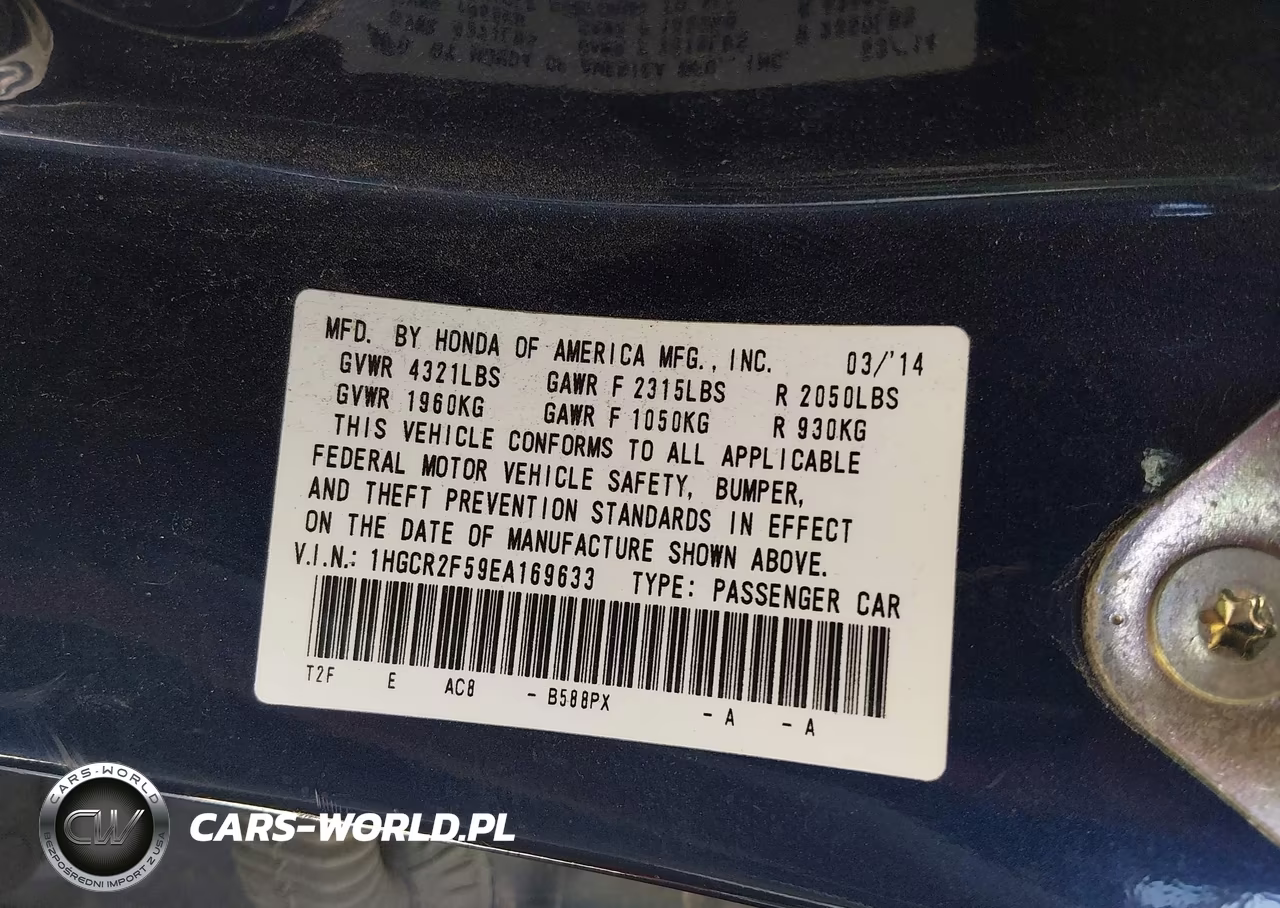 2014 Honda Accord Sport VIN:1HGCR2F59EA169633 - 9