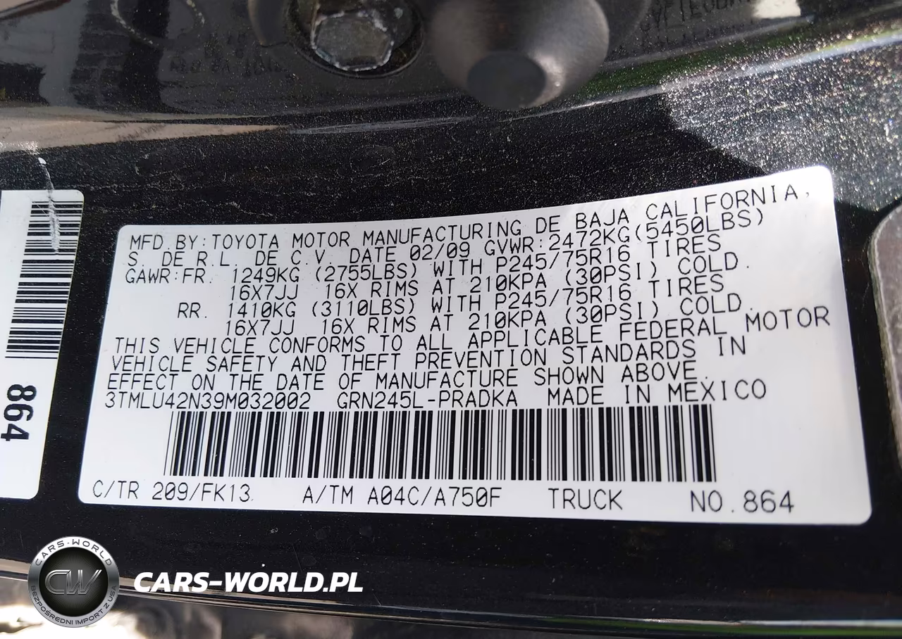 2009 Toyota Tacoma Base V6 VIN:3TMLU42N39M032002 - 9