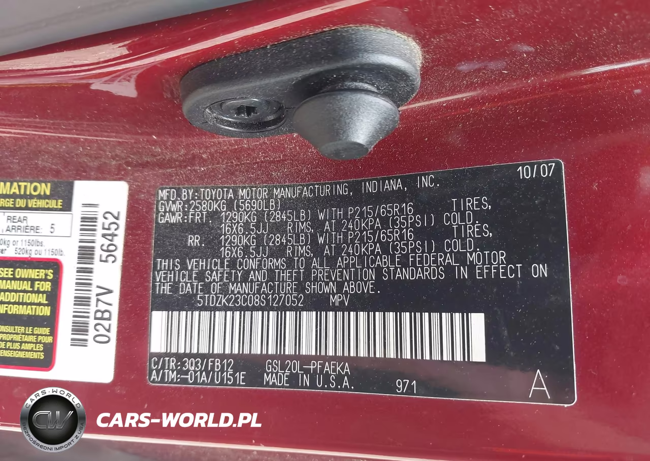 2008 Toyota Sienna Ce VIN:5TDZK23C08S127052 - 9