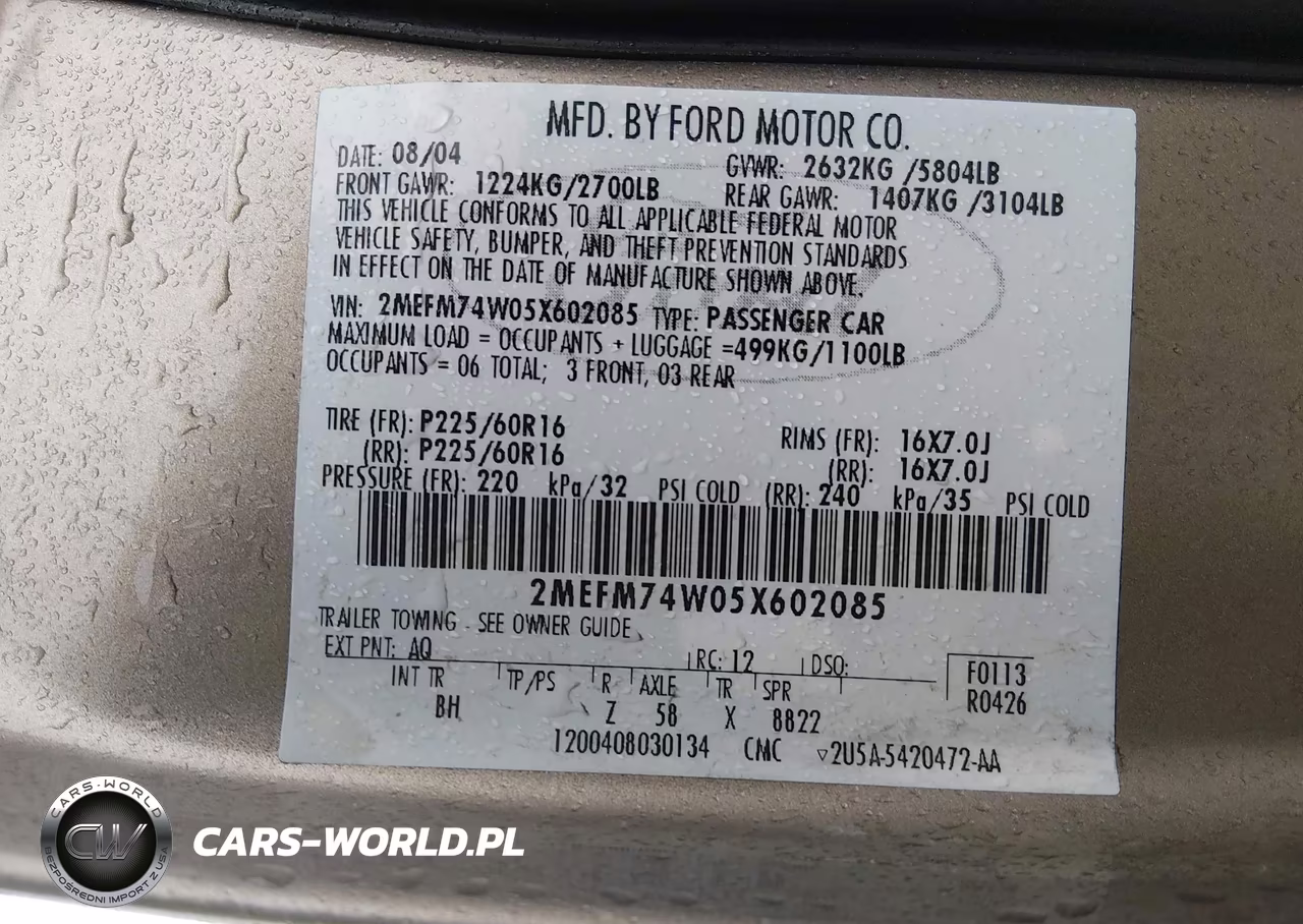 2005 Mercury Grand Marquis Gs VIN:2MEFM74W05X602085 - 9