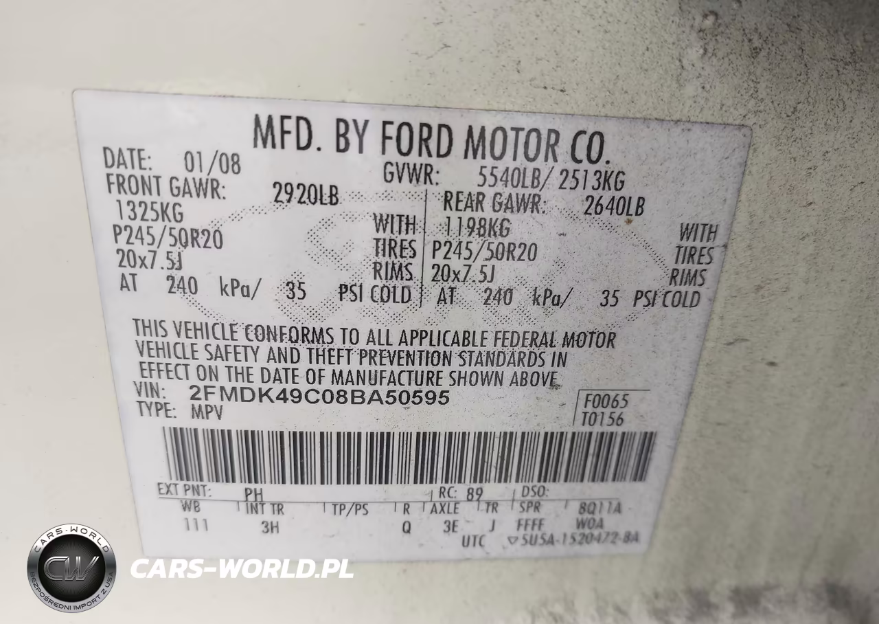 2008 Ford Edge Limited VIN:2FMDK49C08BA50595 - 9