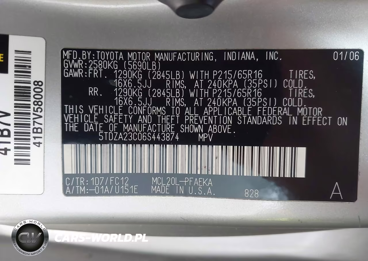 2006 Toyota Sienna Le VIN:5TDZA23C06S443874 - 9