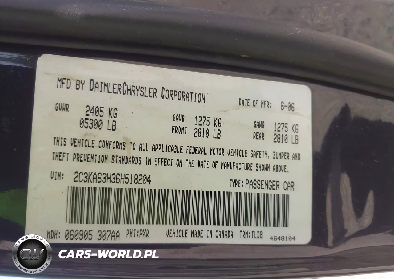 2006 Chrysler 300C VIN:2C3KA63H36H518204 - 9
