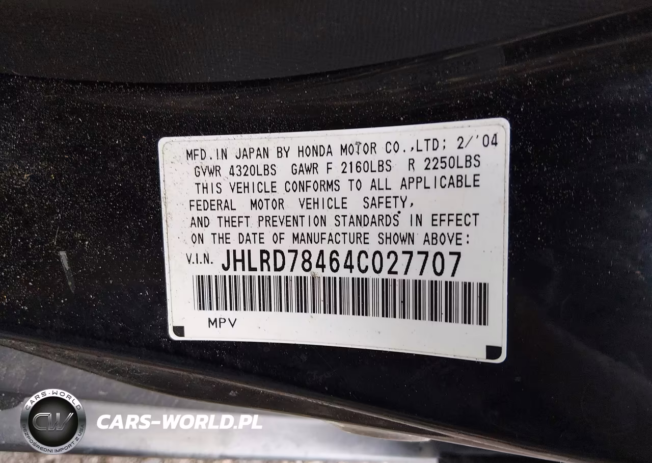 2004 Honda Cr-V Lx VIN:JHLRD78464C027707 - 9