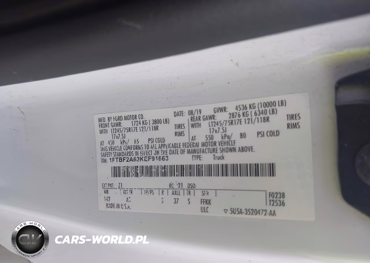 2019 Ford F-250 Xl VIN:1FTBF2A63KEF91663 - 4