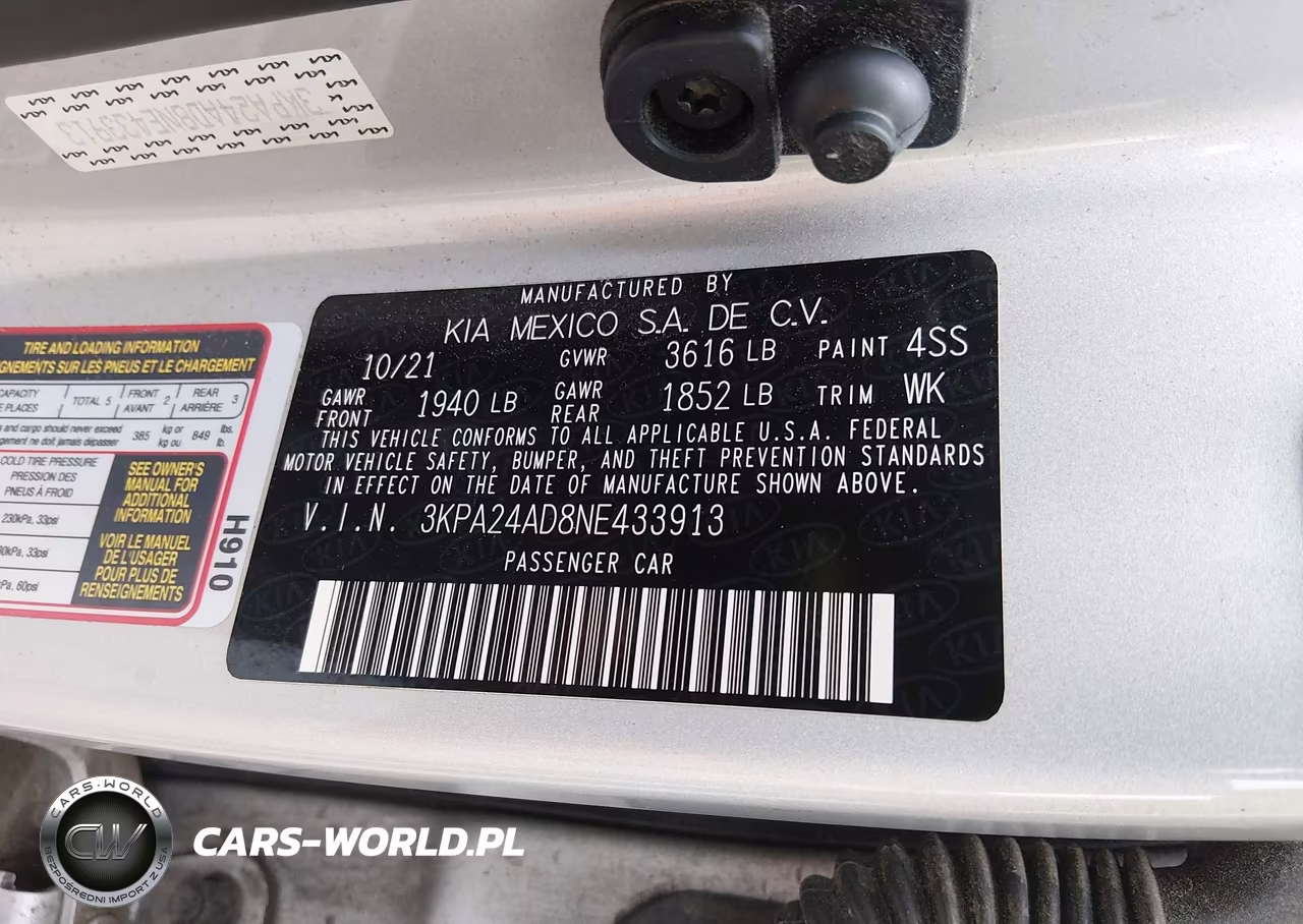 2022 Kia Rio Lx VIN:3KPA24AD8NE433913 - 9