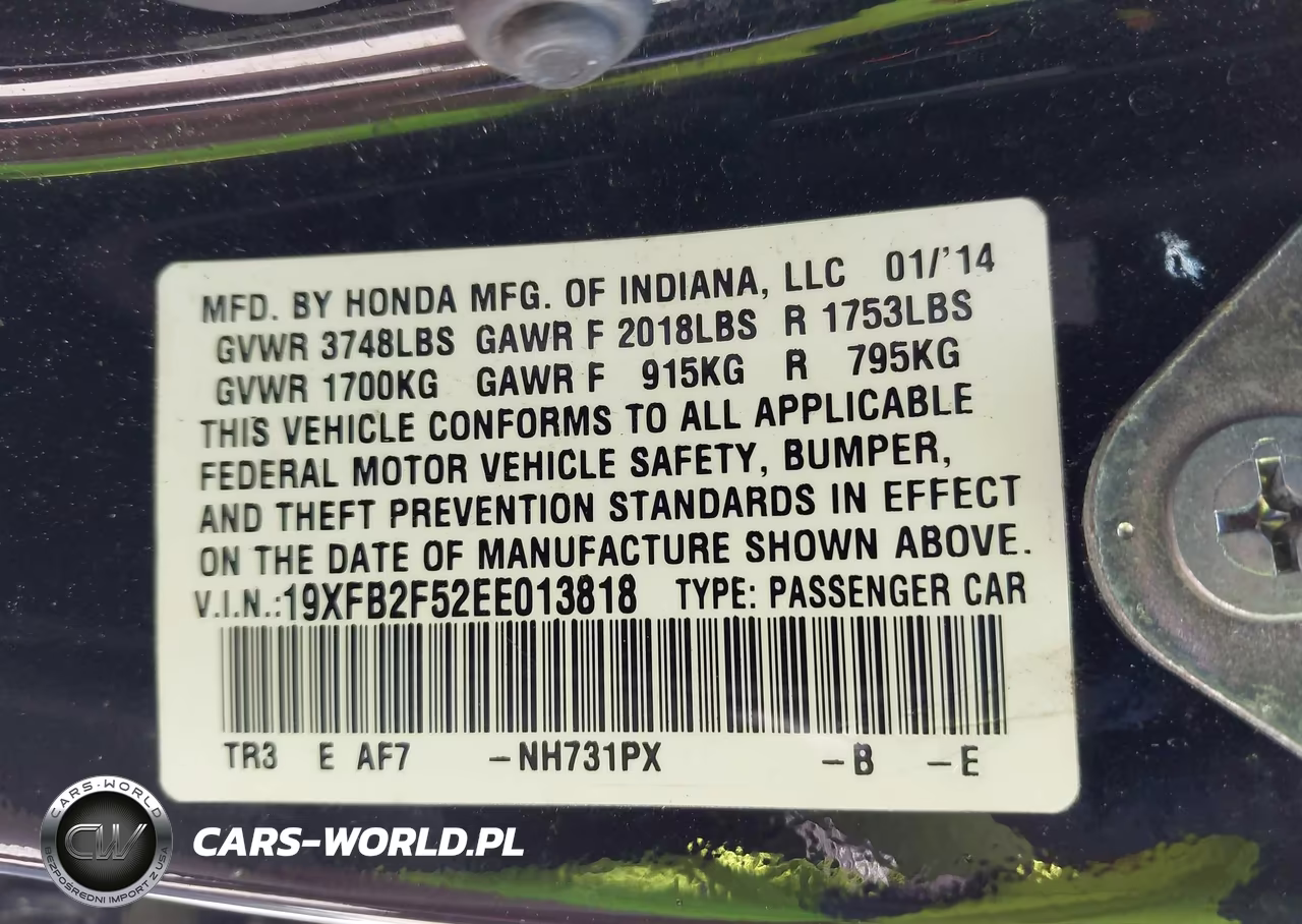 2014 Honda Civic Lx VIN:19XFB2F52EE013818 - 9