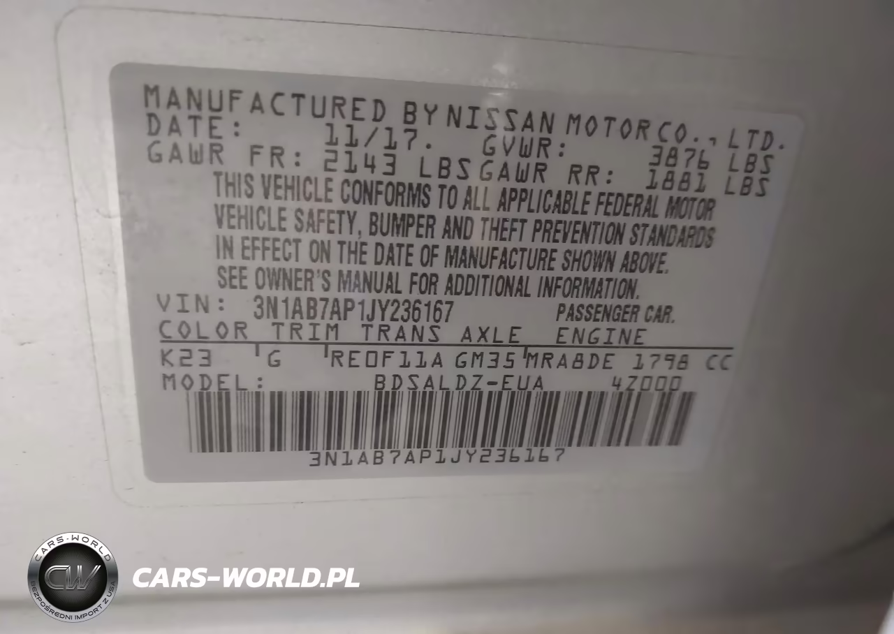 2018 Nissan Sentra Sv VIN:3N1AB7AP1JY236167 - 9