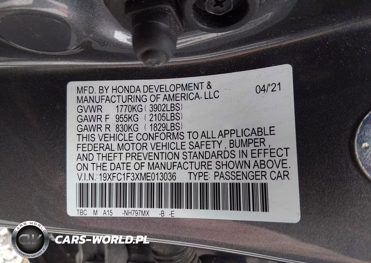 2021 Honda Civic Ex VIN:19XFC1F3XME013036 - 9