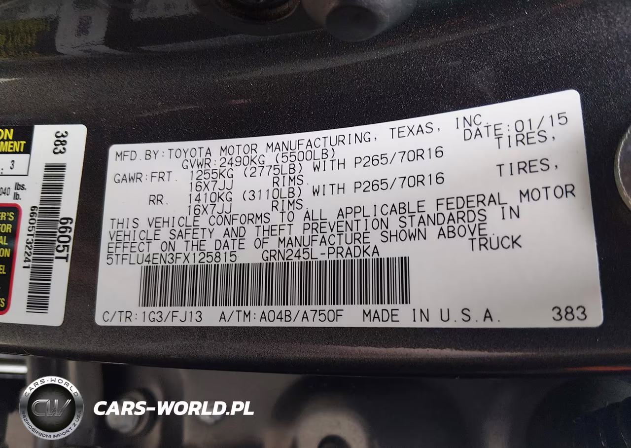 2015 Toyota Tacoma Base V6 VIN:5TFLU4EN3FX125815 - 9