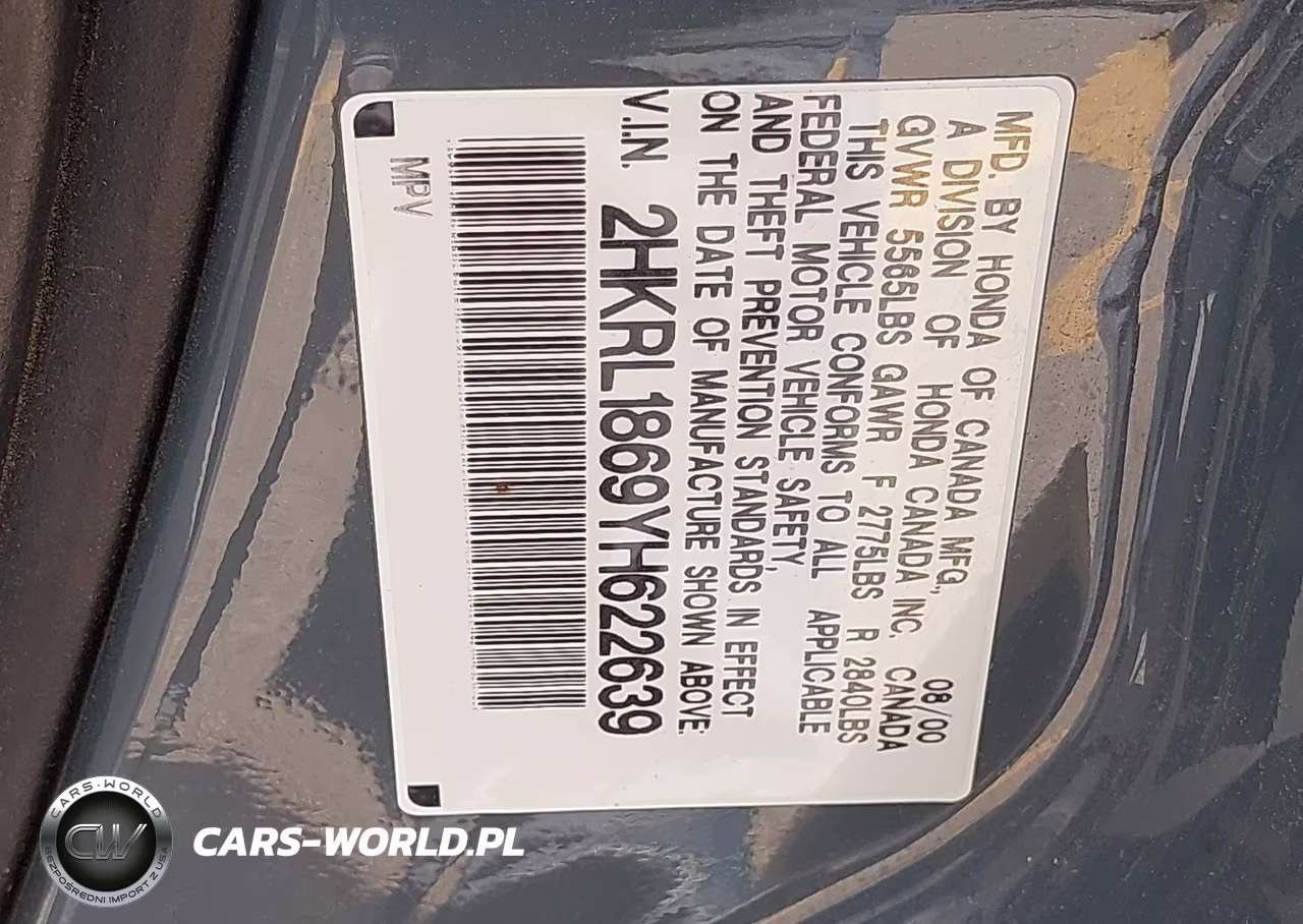 2000 Honda Odyssey Ex VIN:2HKRL1869YH622639 - 9