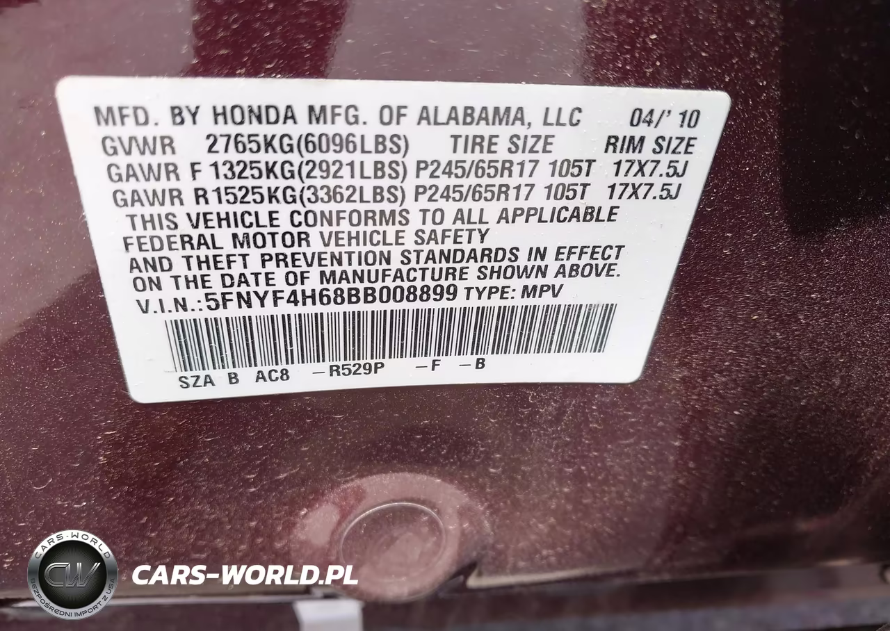 2011 Honda Pilot Ex-L VIN:5FNYF4H68BB008899 - 9