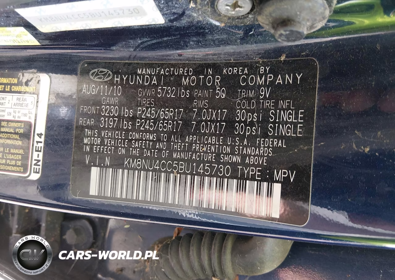 2011 Hyundai Veracruz Gls VIN:KM8NU4CC5BU145730 - 9