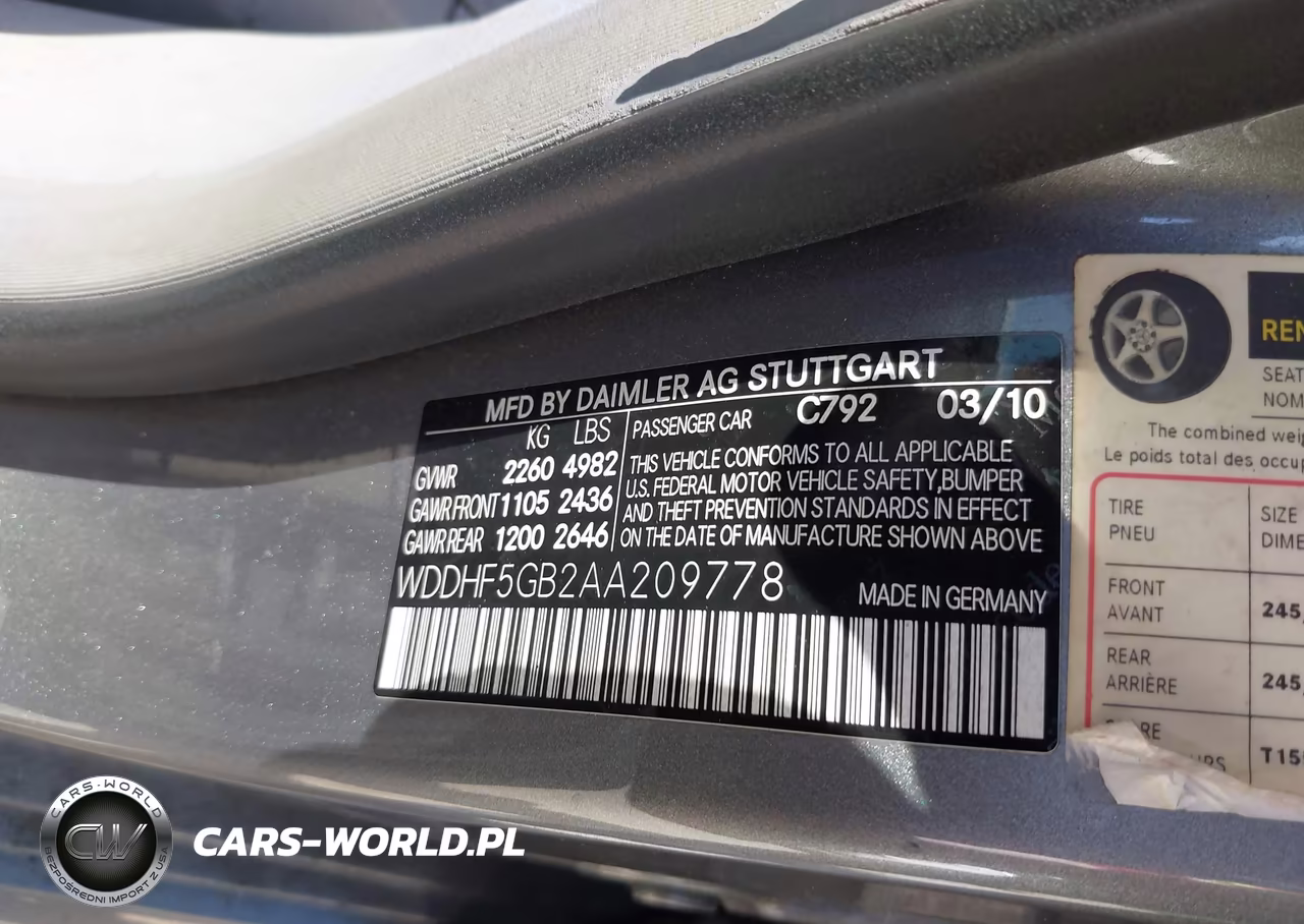 2010 Mercedes-Benz E 350 VIN:WDDHF5GB2AA209778 - 9