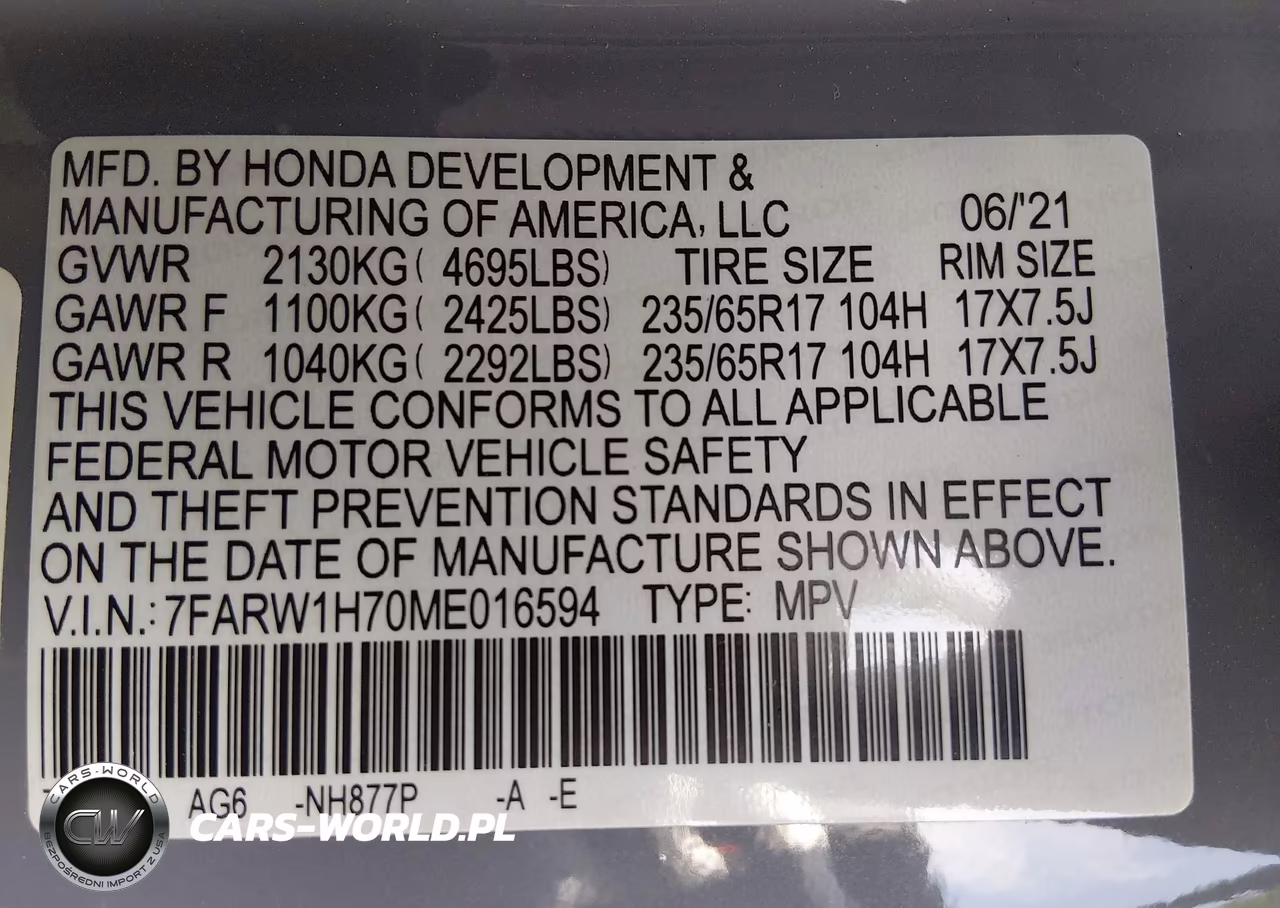 2021 Honda Cr-V 2Wd Special Edition VIN:7FARW1H70ME016594 - 9