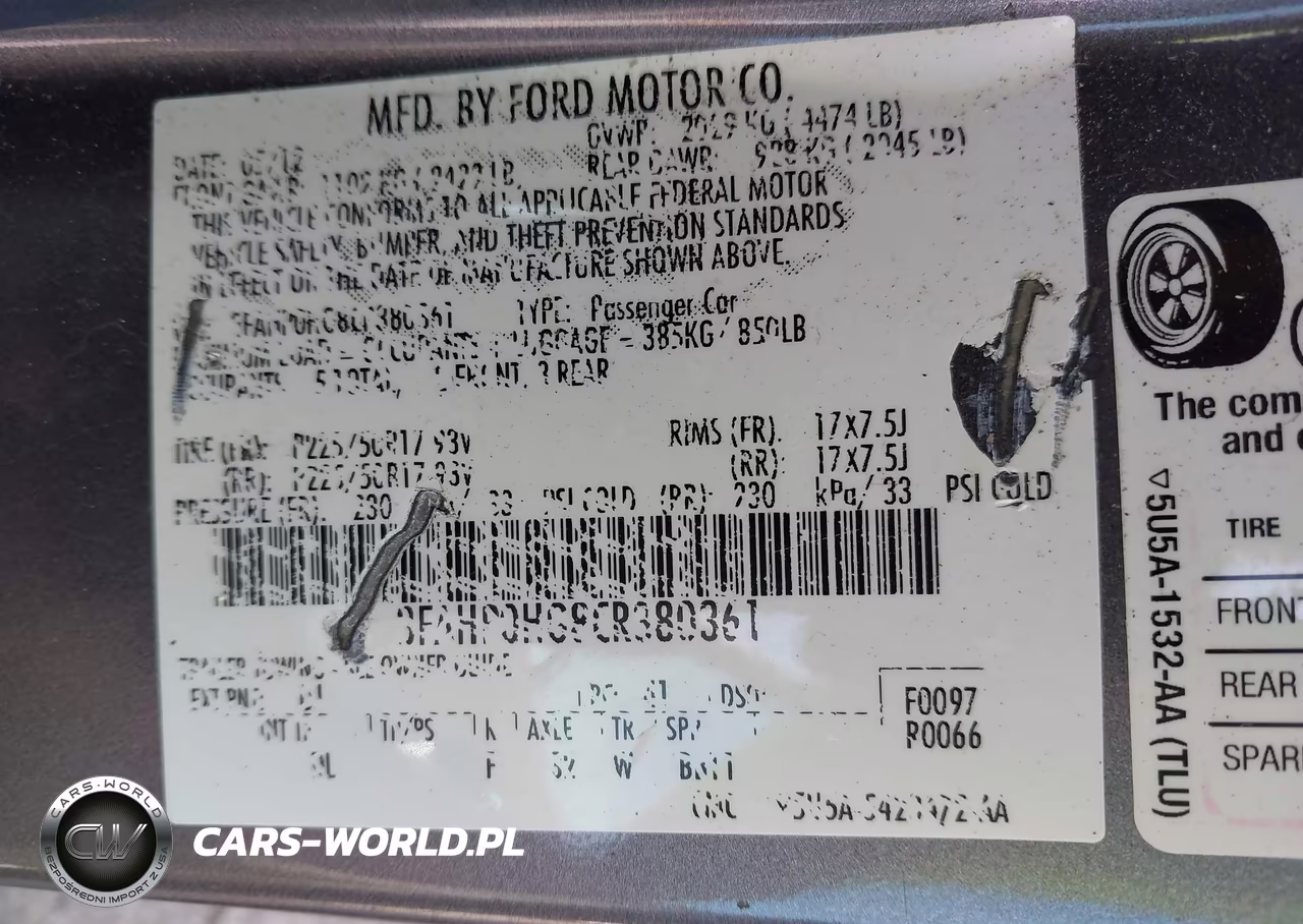 2012 Ford Fusion Se VIN:3FAHP0HG8CR380361 - 9
