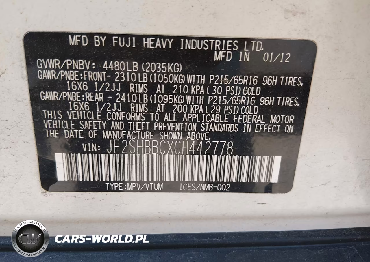2012 Subaru Forester 2.5X VIN:JF2SHBBCXCH442778 - 9