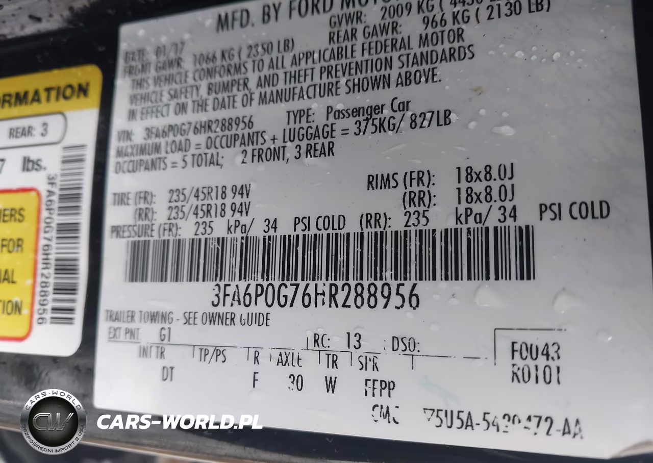 2017 Ford Fusion S VIN:3FA6P0G76HR288956 - 9