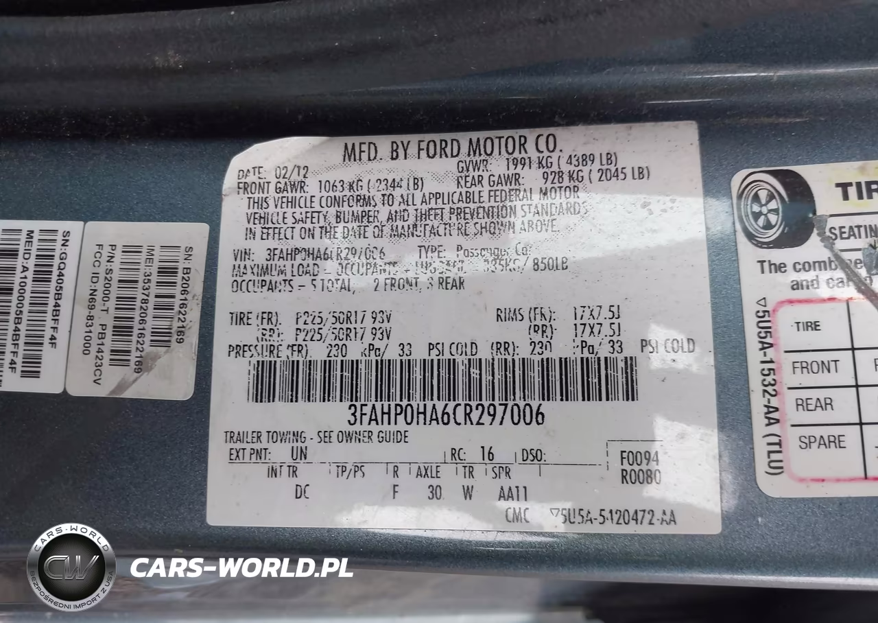 2012 Ford Fusion Se VIN:3FAHP0HA6CR297006 - 9