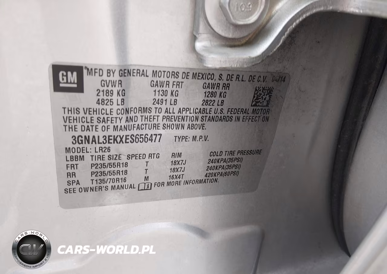 2014 Chevrolet Captiva Sport Lt VIN:3GNAL3EKXES656477 - 9