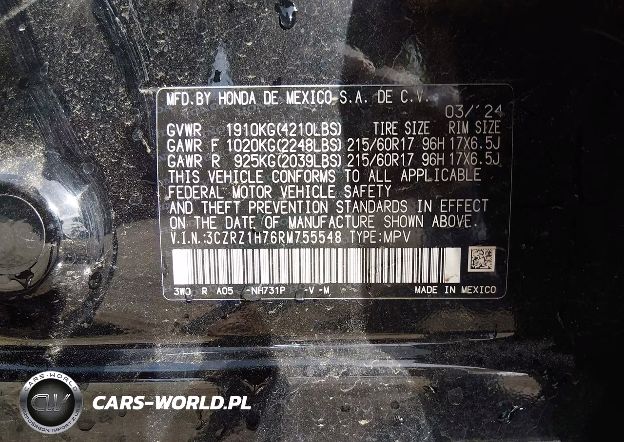 2024 Honda Hr-V 2Wd Ex-L-2Wd Ex-L W-O Bsi VIN:3CZRZ1H76RM755548 - 9