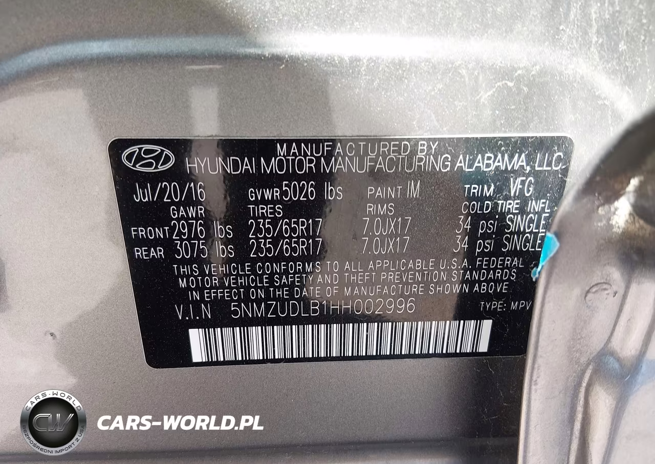 2017 Hyundai Santa Fe Sport 2.4L VIN:5NMZUDLB1HH002996 - 9