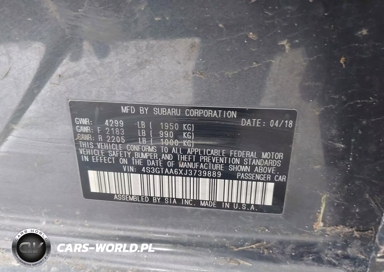 2018 Subaru Impreza 2.0I VIN:4S3GTAA6XJ3739889 - 9