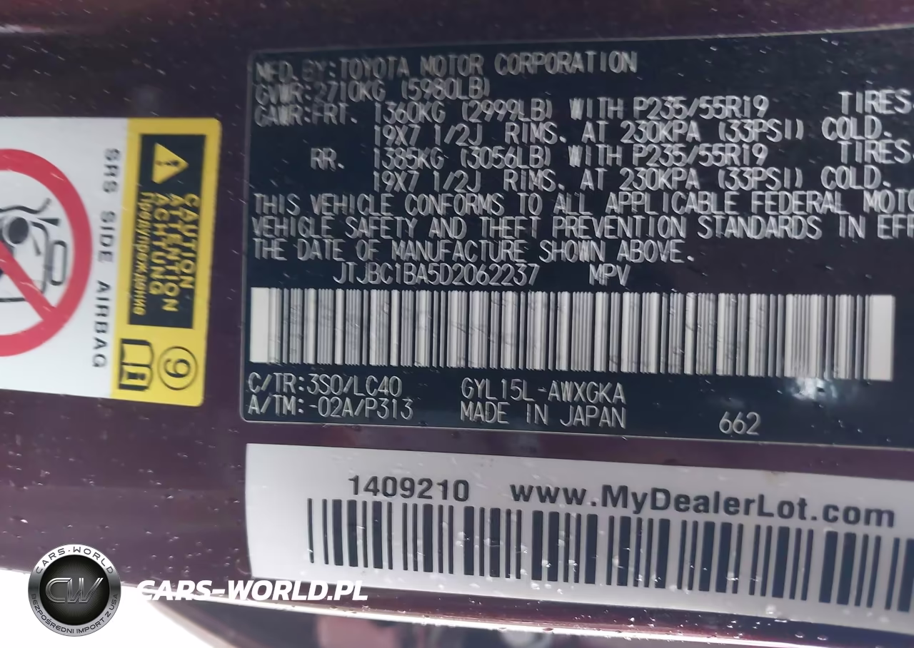2013 Lexus Rx 450H VIN:JTJBC1BA5D2062237 - 9