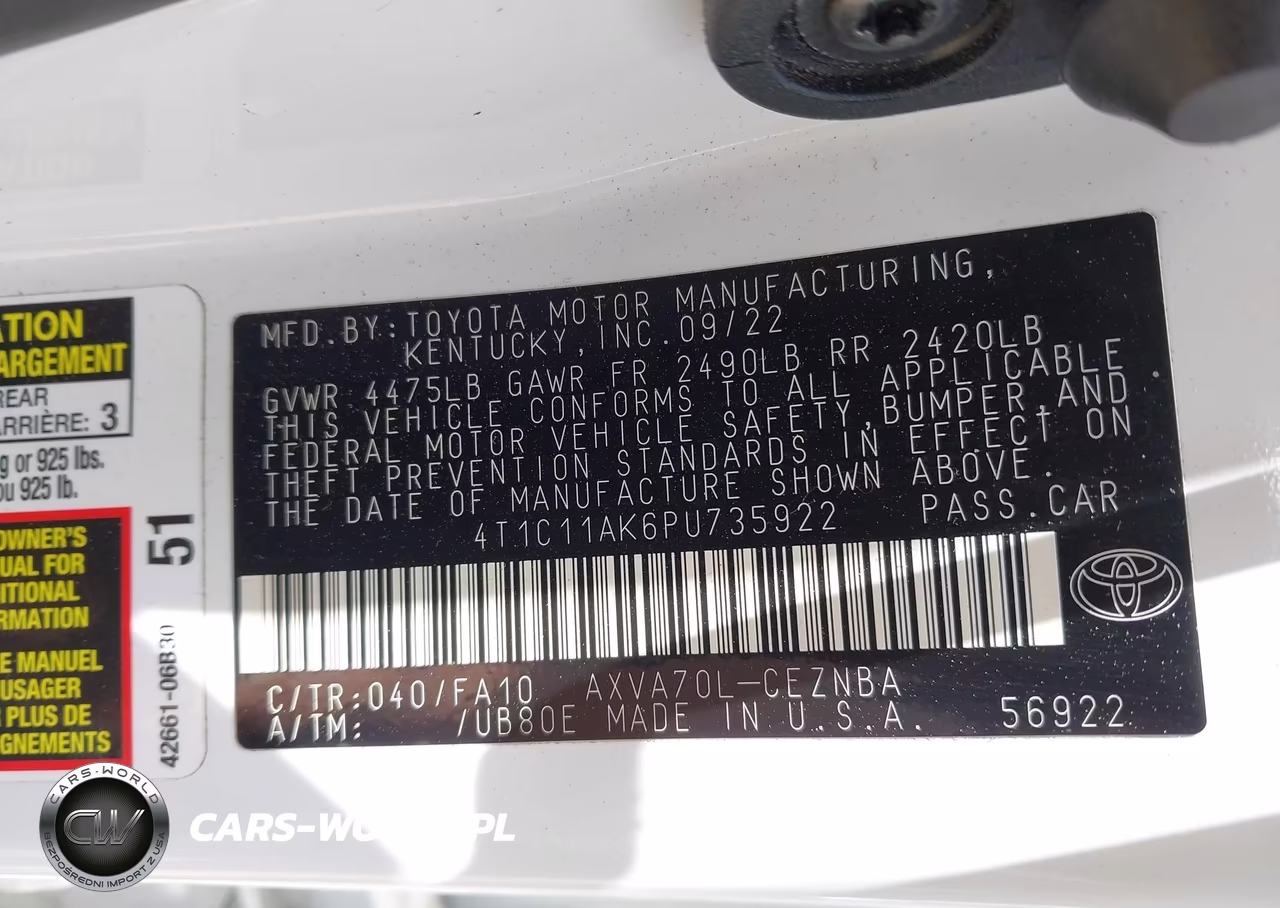 2023 Toyota Camry Le VIN:4T1C11AK6PU735922 - 9