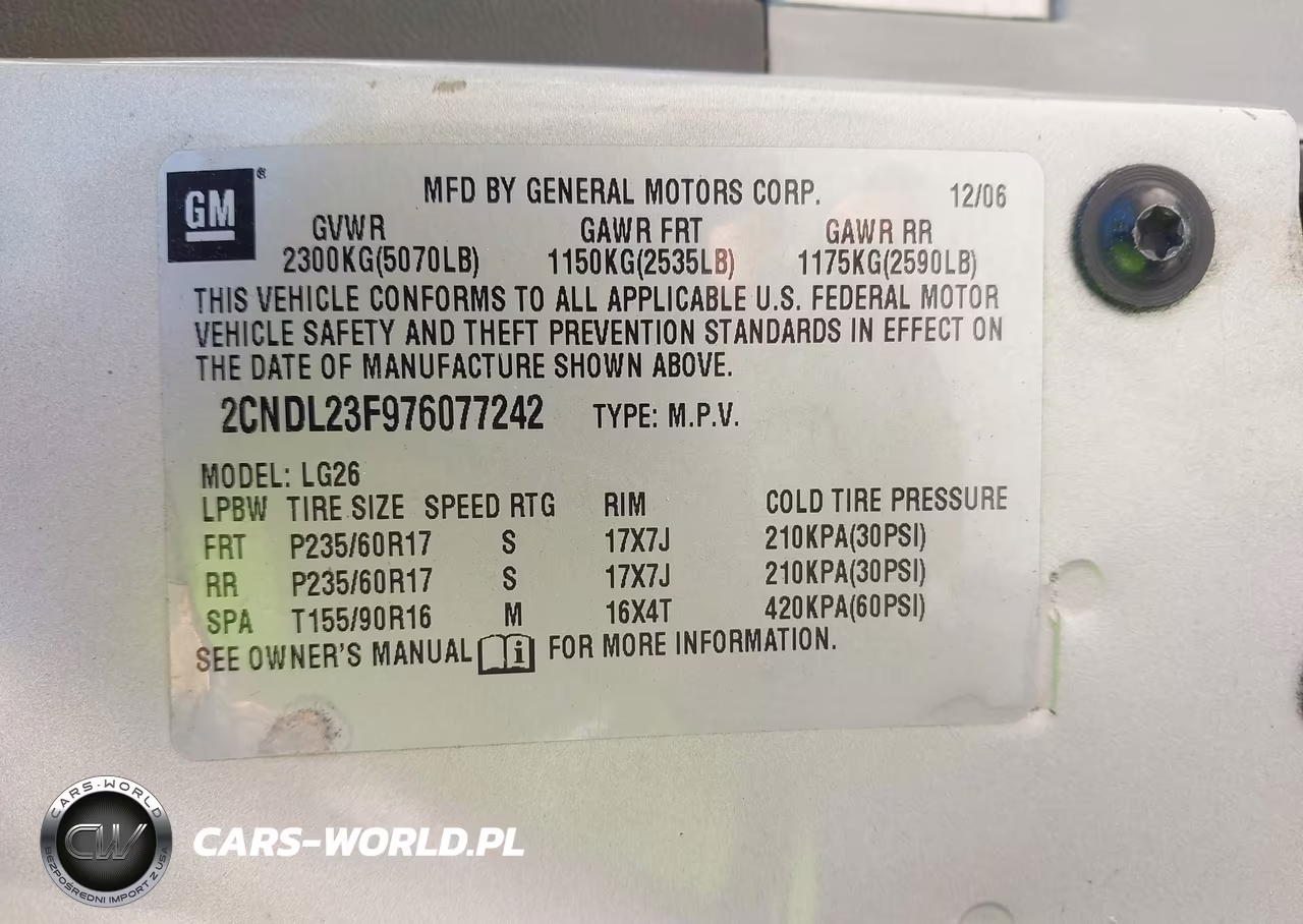 2007 Chevrolet Equinox Ls VIN:2CNDL23F976077242 - 9