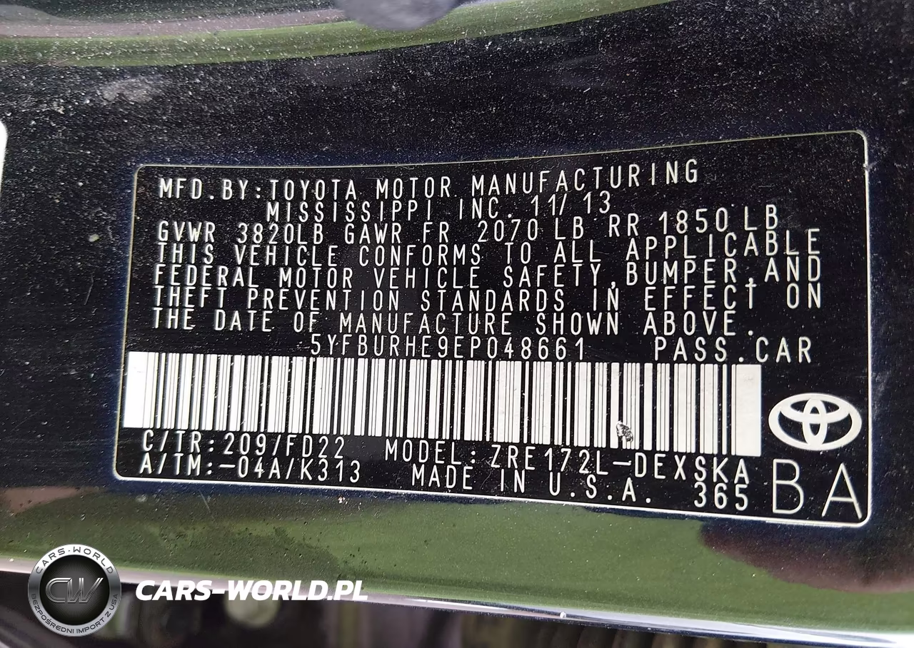 2014 Toyota Corolla S Plus VIN:5YFBURHE9EP048661 - 9