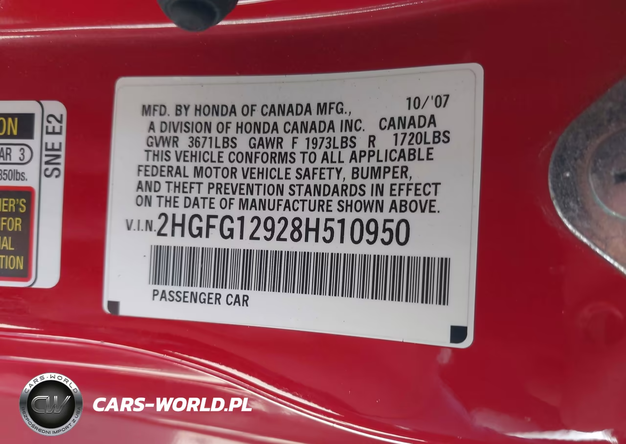 2008 Honda Civic Ex-L VIN:2HGFG12928H510950 - 9