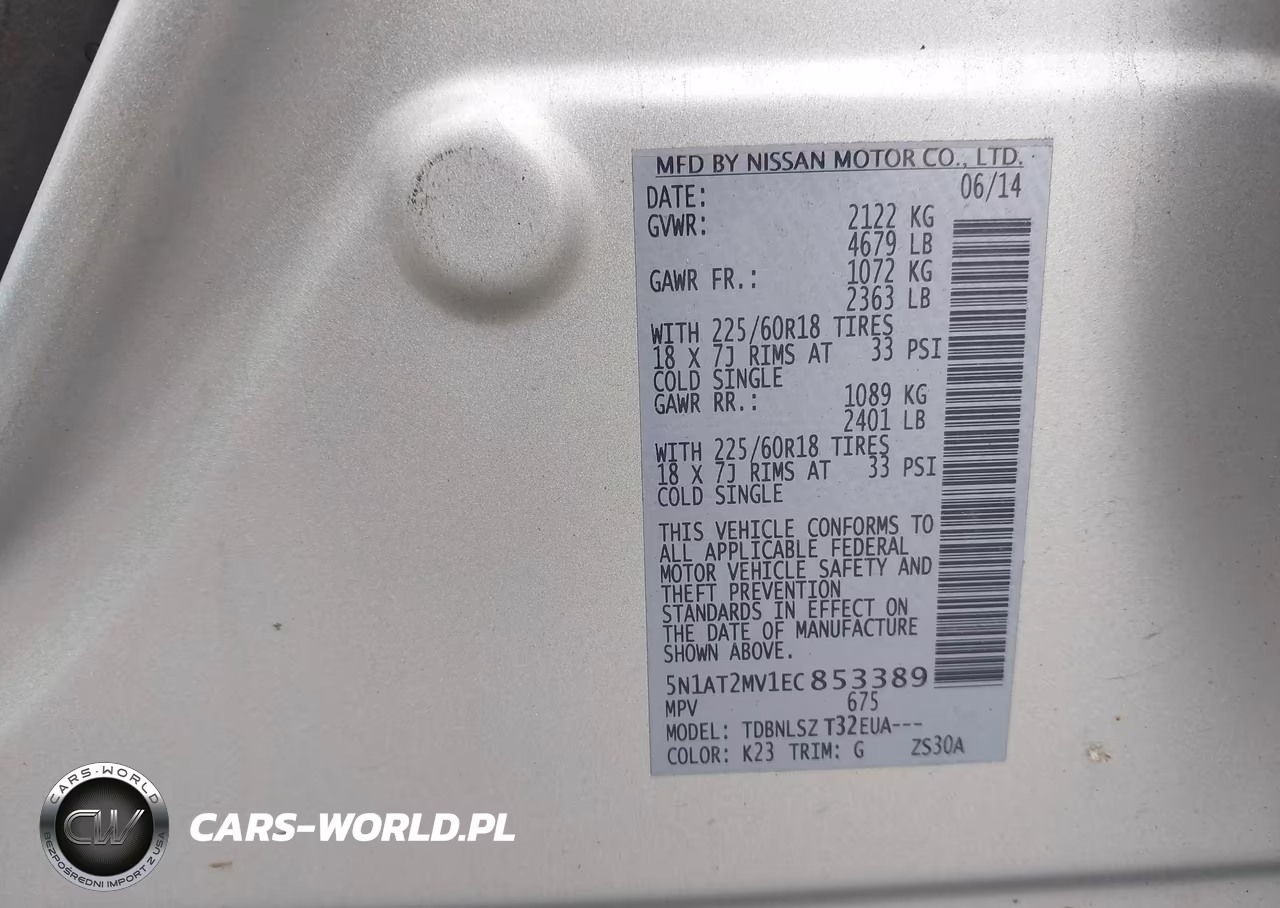 2014 Nissan Rogue Sl VIN:5N1AT2MV1EC853389 - 9