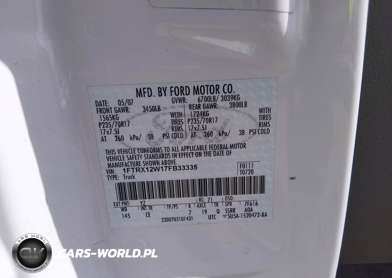 2007 Ford F-150 Stx-Xl-Xlt VIN:1FTRX12W17FB33335 - 9