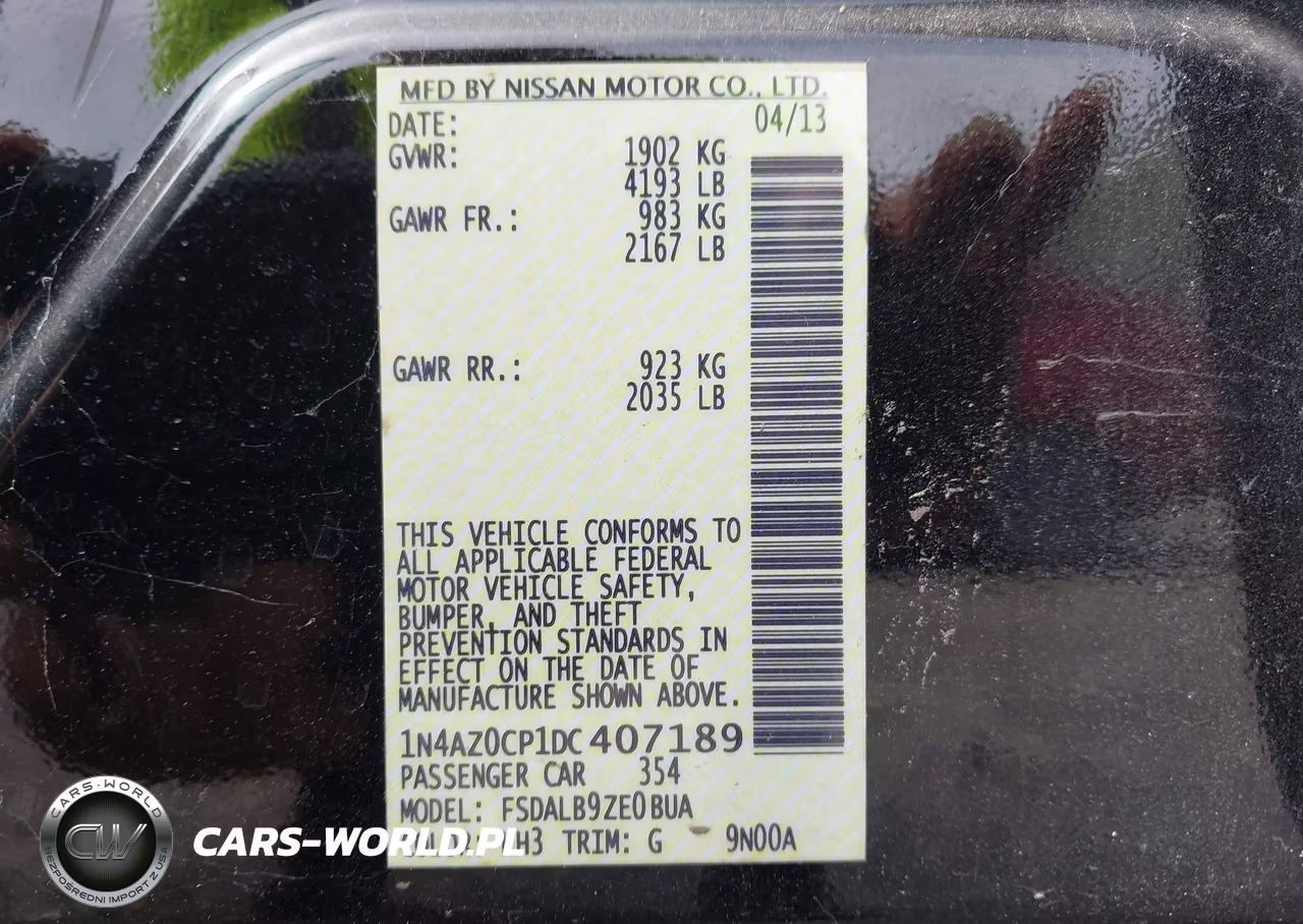 NISSAN LEAF VIN:1N4AZ0CP1DC407189 - 9