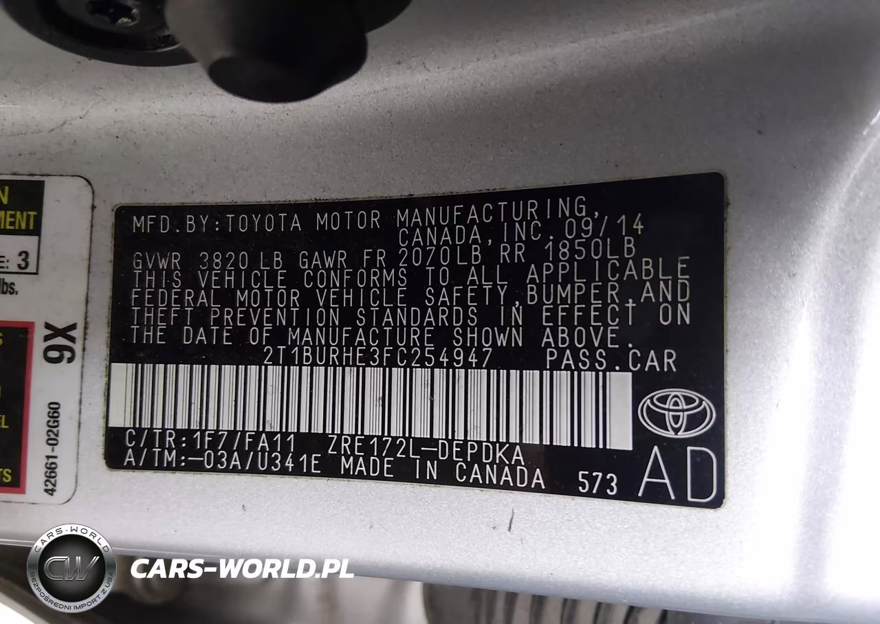 2015 Toyota Corolla L VIN:2T1BURHE3FC254947 - 9
