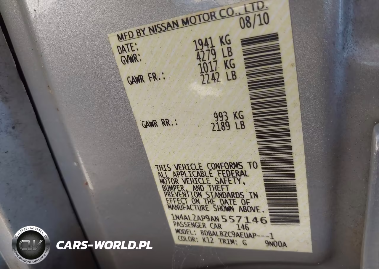 2010 Nissan Altima 2.5 S VIN:1N4AL2AP9AN557146 - 9