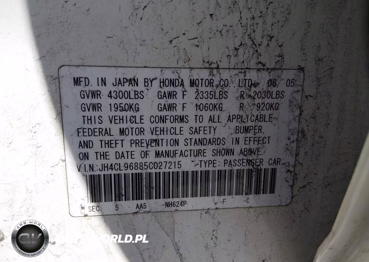 2005 Acura Tsx VIN:JH4CL96885C027215 - 9