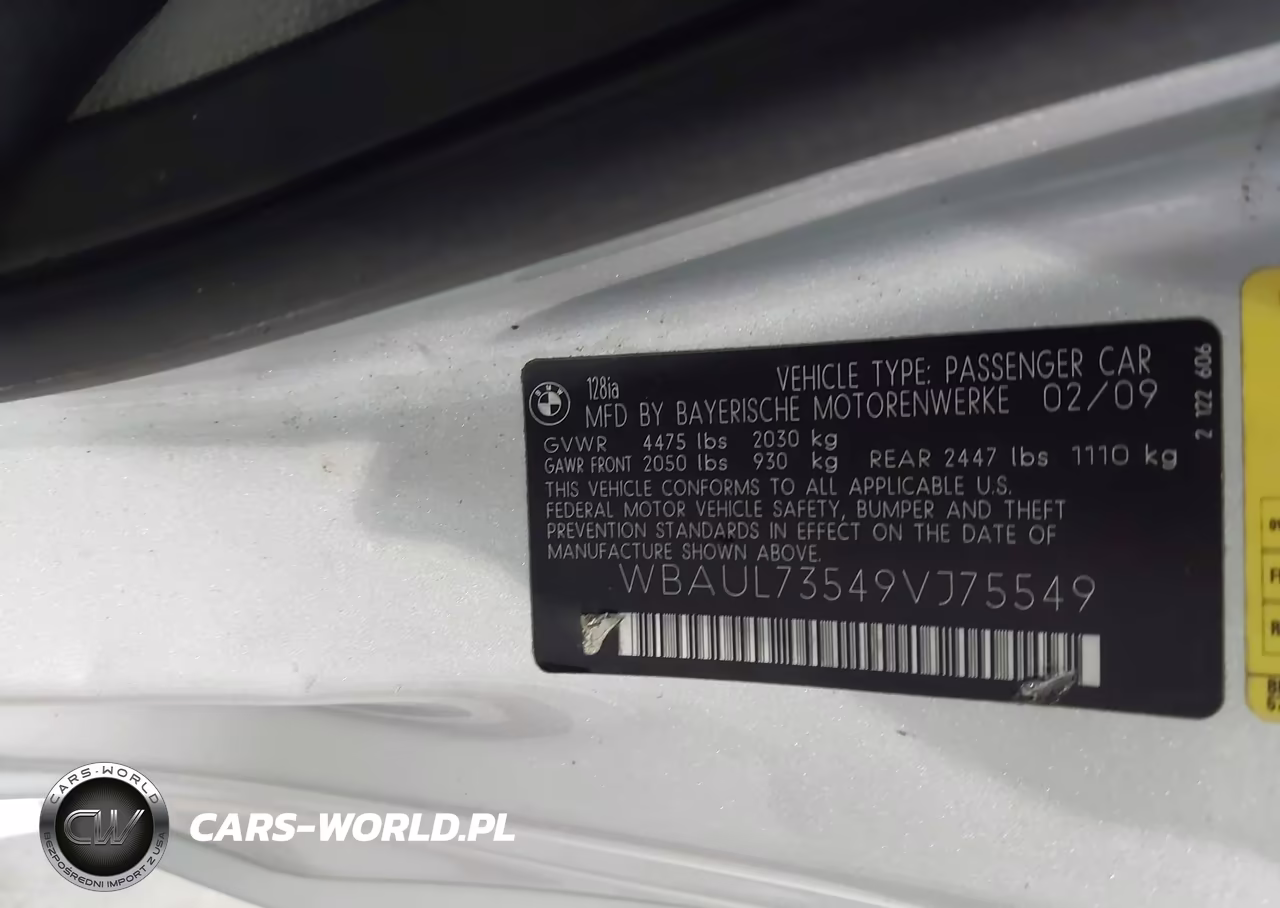 2009 BMW 128I VIN:WBAUL73549VJ75549 - 9