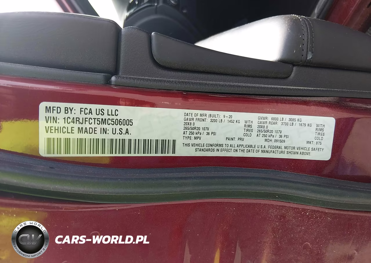 2021 Jeep Grand Cherokee Overland VIN:1C4RJFCT5MC506005 - 9